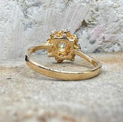 Diamond Halo Cluster Ring 14k Yellow Gold 0.40ctw Vintage Cocktail Flower Size 7