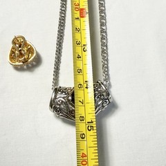 Purple Gold Tone Silver Tone Metal Necklace Chain Earrings Set Y2K Renaissance
