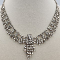 Vgt Glamorous Silver Tone Bib Style Choker/ Necklace w/ Cascading Rhinestones