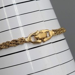 Vintage Rhinestone Tennis Bracelet Gold tone Double Rope Chain 7″