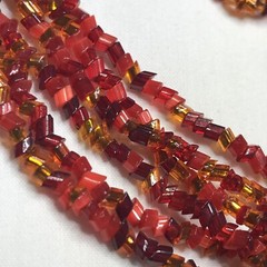 Vintage 6-strand Bohemian Glass Bead Necklace ~ 36” ~ Red Amber ~ NO CLASP