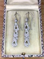 4.00Ct Art Deco Style Lab Craeted Diamond 14K White Gold FN Drop/Dangle Earrings