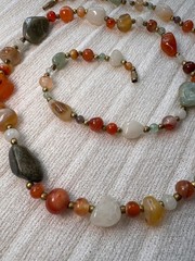 Vintage 70s Multi Gemstone Chunky Beggars Bead Necklace Raw Nugget Statement 31″