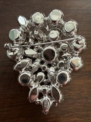 Vintage Weiss Rhinestone Brooch Statement Pin Crystal Silver Tone Gold Accent