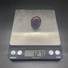 Vintage Navajo Sterling Silver Purple Sugilite Oval Ring Size 9.75