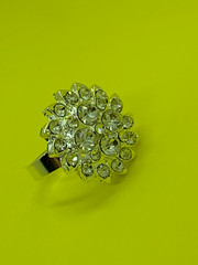 SPARKLY SILVER RING Rhinestone Adjustable band FITS ALL Crystal Silver Plated