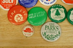 Vintage Environmental Pinback Buttons Lot Green Guard Recycle CIAO Fire Eye