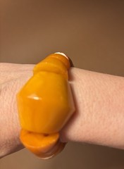 VINTAGE NATURAL BALTIC AMBER BRACELET & EARRINGS ART DECO