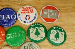 Vintage Environmental Pinback Buttons Lot Green Guard Recycle CIAO Fire Eye