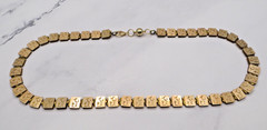 Antique 12k Yellow Gold Silver Book Sandwich Reversible Chain 18″ Necklace #110