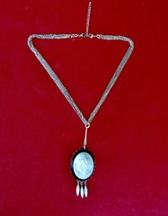 Vintage White Cameo Glass Pendant Necklace With Adjustable Necklace Length/Boho/