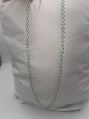 Vtg Uranium Glass Necklace Vaseline Glows UV Blacklight Knotted 52″ Rope Flapper