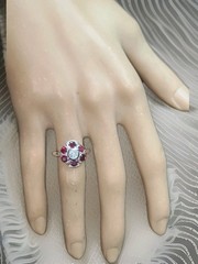 Platinum Vintage Engagement Ring 1.53ct. Natural Ruby Round Shape Diamond