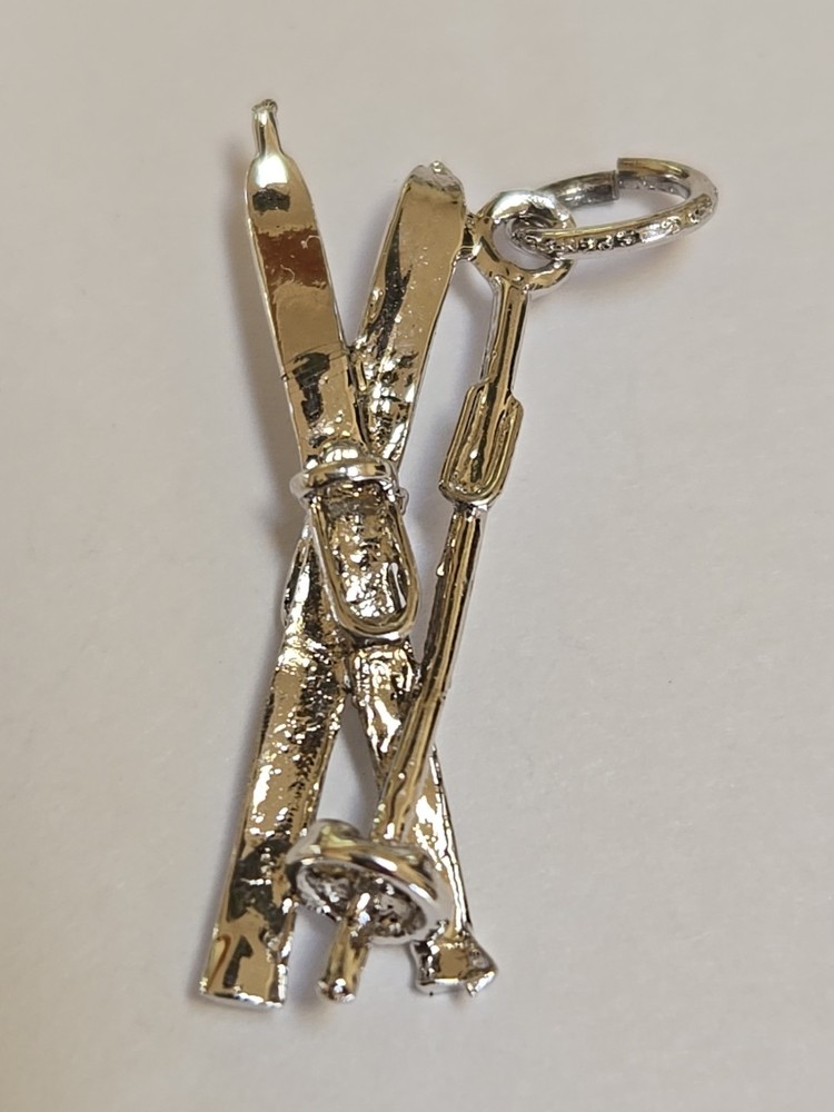 Sterling Silver ~ Snow Skis Charm ~ Fun Winter Sports ~ VINTAGE