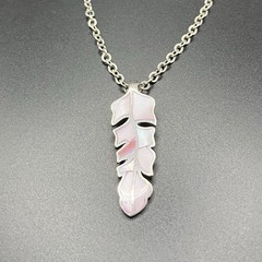Vintage Navajo Sterling Silver Pink Mother Of Pearl Feather Pendant Necklace 9g