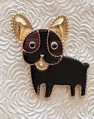 Dog brooch Vintage Style acrylic/ Metal on metal