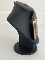 Brown Marbled Lucite Plastic Drop Dangle Clip-on Earrings 3.5 Inches Boho Rainbo