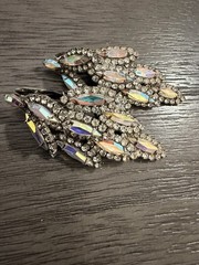 VINTAGE AB RHINESTONE DANGLE DROP EARRINGS BIG BOLD RUNWAY DESIGN