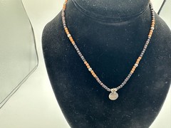 3.90g Vintage Sterling Silver 925 Spiral Pendant Beaded Necklace 15 in M