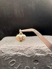 Vintage Sterling Silver Signed 0.5” Estate Puffy Heart Pendant Charm 925
