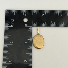 Antique Gold Filled Locket Monogram Etched Puffy Oval Pendant