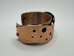 Vintage 50’s RENOIR Copper Swiss Cheese Chunky Cuff Bangle Bracelet MCM 1 1/8”