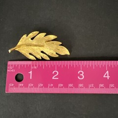 Vintage Lind-Gal Oak Leaf Brooch Pin Brushed Gold Tone 1950s Costume Jewelry
