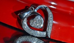 10k white gold pendant 0.10ct natural diamond heart charm vintage 1.16gr N3318