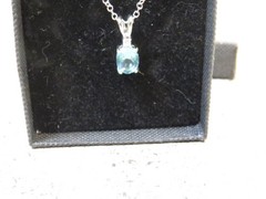 Vintage Blue Stone Silver Tone Necklace w/ Case