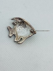 Vintage AAI Rhinestone Eye Enamel Fish Pin Brooch Marked