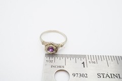 Vintage 18k White Gold Amethyst Ring Size 5.75 Art Deco