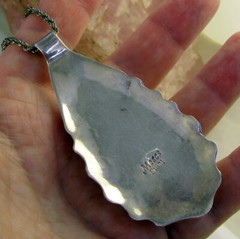 Estate Vintage Huge Signed MOSES Sterling Silver Picasso Marble Pendant Necklace