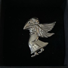 Vintage Mexico Sterling Silver Angel Devil Post Back Earrings Whisper in Ear 925