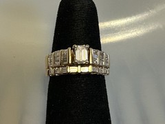 Vintage 1 Piece 14k Gold Diamond Wedding Band/Engagement Ring Sz 6 Custom Design