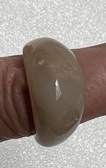 Vintage Thick Agate Bangle 2.5” & Agate Ring 7” Natural Colors Beige Creme Brown