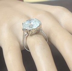 14k White Gold Vintage Filigree Engagement Ring 9.75CT.Natural Round Diamond Cut