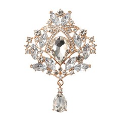 1 Pcs Large Rhinestone Brooch for Women, Gold(3.5×2.5 Inch)