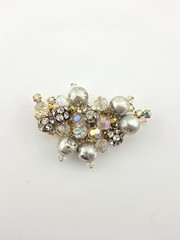 Juliana D&E Brooch #808 Silver Tone Dangle Balls Gold Tone Puddling Rhinestones