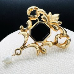 Vintage Brooch Lot Coro Coin Avon Filigree Sterling Enamel Earrings Black Gold