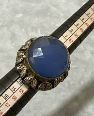 Chunky Statement Ring Boho Ethnic Tribal Blue Acrylic Stone Mixed Tone Size 6