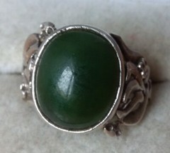 RARE Elegant Nephritis stone RING SILVER ANTIQUE size 12 Jewelry