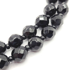 Black Glass Bead Necklace Double Strand West Germany Vintage 1950 1960s 16 Inch