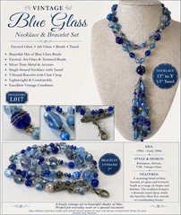Vintage Blue Art Glass Bead Tassel Necklace 5 Strand Bracelet Set Boho Y2K L017