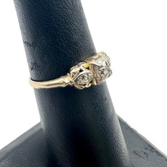 Antique Art Deco 14K Gold First Lady Two-Tone Old Cut Diamond Ring Sz 5.25