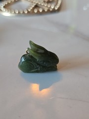 Vintage Jade Jadeite Rabbit Charm or Pendant.