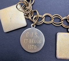 Vintage US NAVY Relief Society Charm Bracelet Gold Tone Military Engraved