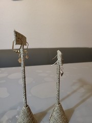 Vintage Silver & Gold Tone Danglers Earrings Beautiful Petite Style L14