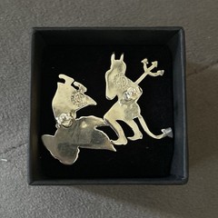 Vintage Mexico Sterling Silver Angel Devil Post Back Earrings Whisper in Ear 925