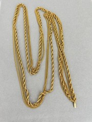 52″ Monet Opera Length Triple Strand Rope Chain Gold Tone Necklace