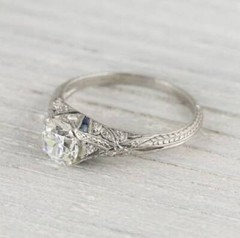 Vintage 1930s Edwardian 2.45 Ct Round CZ Art Deco Engagement Iconic Retro Ring